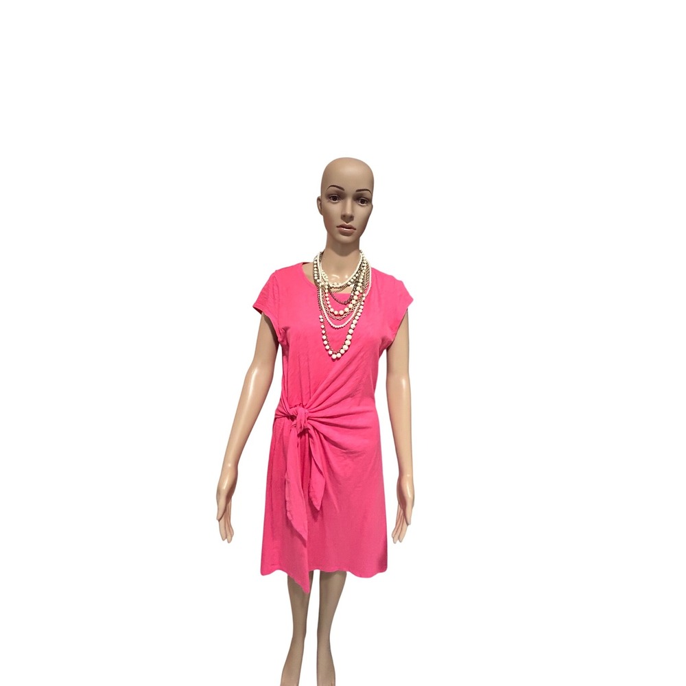 Talbots Womens Pink Cotton Slub Front Tie‎ Knot Dress  Medium